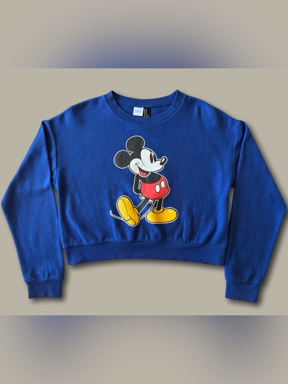 Disney Royal Blue Mickey Mouse Cropped Crewneck Sweatshirt M